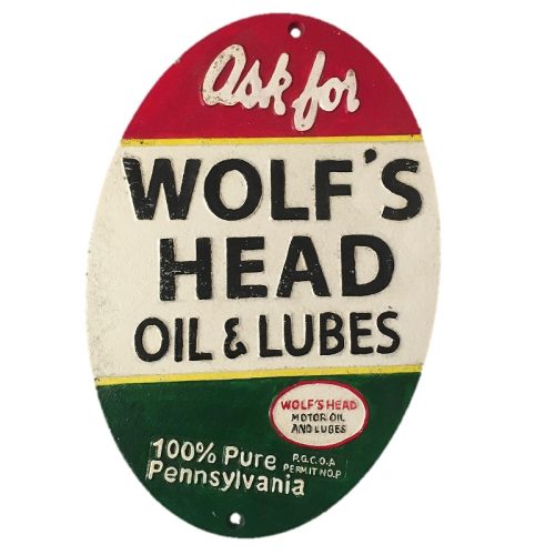 Wolf's Head Cast Iron Sign