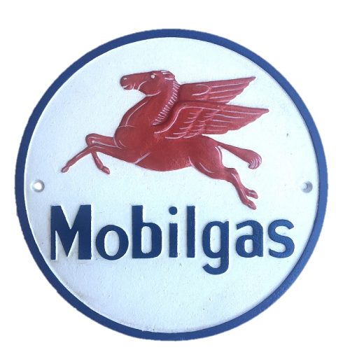 Mobilgas Cast Iron Sign