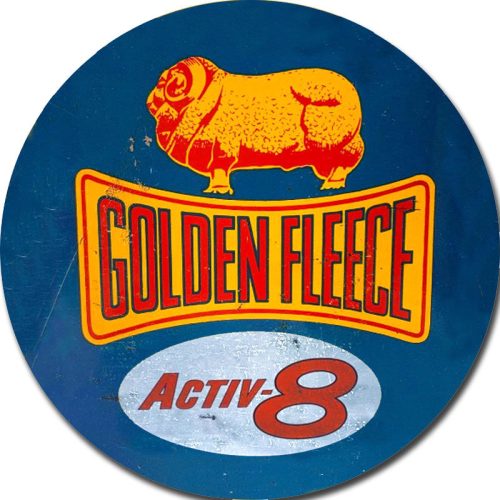 Golden Fleece Round Tin Sign