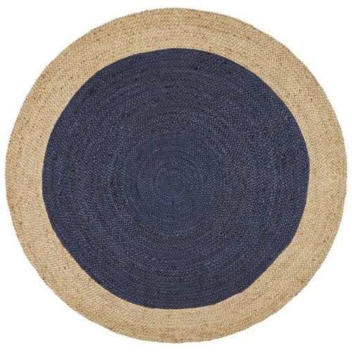 Hampton Navy Blue Centre Jute Round Rug
