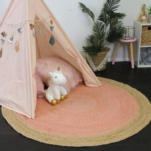 Hampton Pink Centre Jute Round Rug