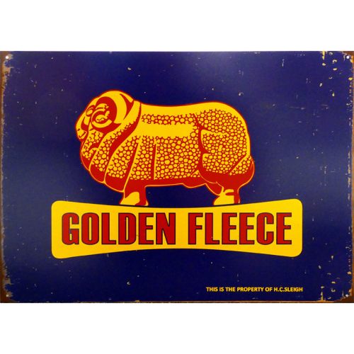 Golden Fleece Ram Blue Background Sign