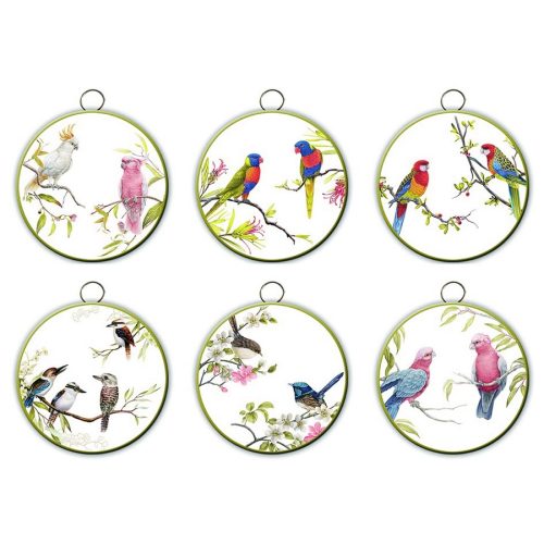 Australian Birds Metal Hanging Coasters