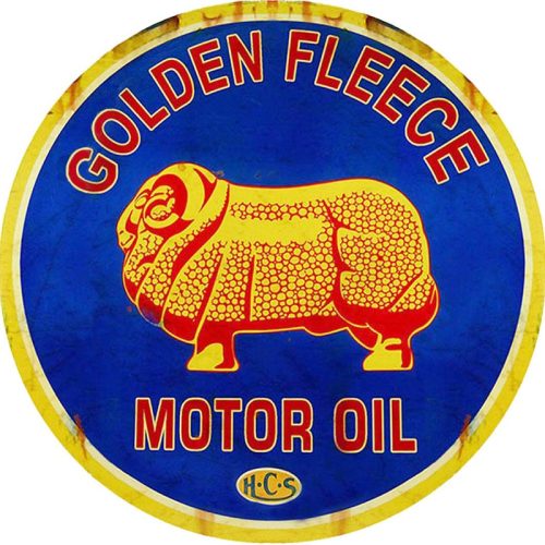 HCS Golden Fleece Round Tin Sign