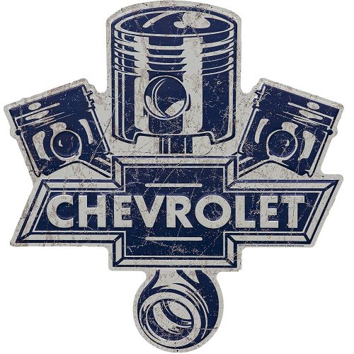 Chevy Pistons Die Cut Tin Sign