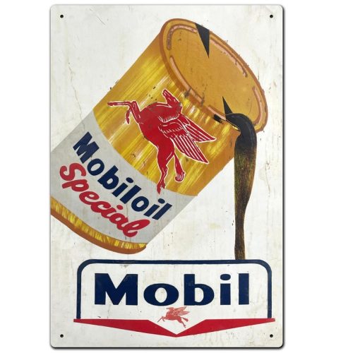 Mobiloil Oil Can Tin Sign