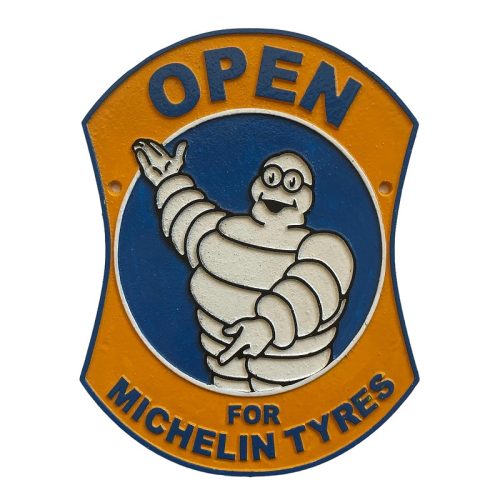Open For Michelin Tyres Cast Iron Sign