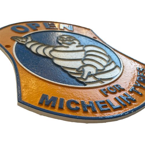 Open For Michelin Tyres Cast Iron Sign