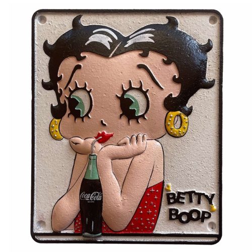 Cast Iron Betty Boop Drinking Coke Sign 23cm