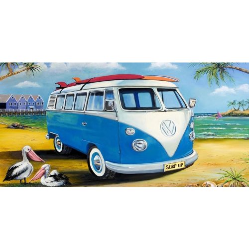 VW Kombi Van Surfs Up Mircofiber Beach Towel