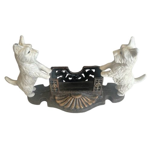 Cast Iron White Westie Dog Business Card Holder
