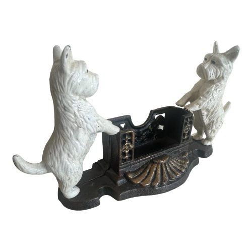 Cast Iron White Westie Dog Business Card Holder
