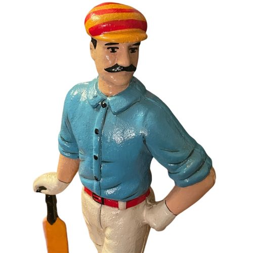 Cast Iron Cricketer Doorstop Blue