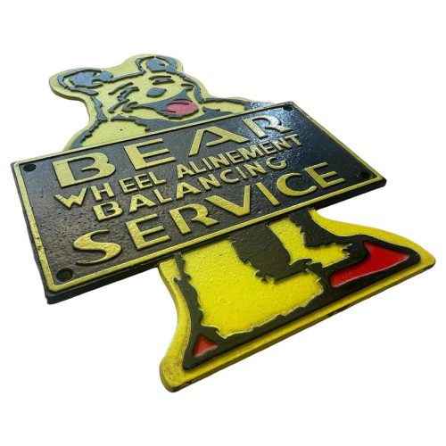 Bear Wheel Alignment Balancing Service Cast Iron Sign