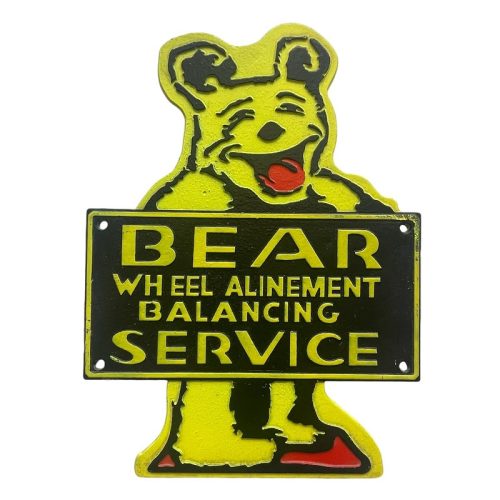Bear Wheel Alignment Balancing Service Cast Iron Sign