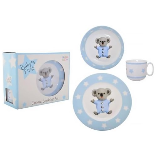 Koala Blue Babys First Ceramic Breakfast Set