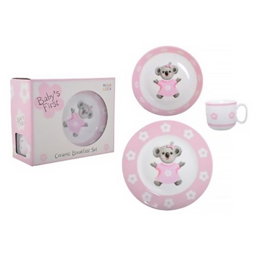 Koala Pink Babys First Ceramic Breakfast Set